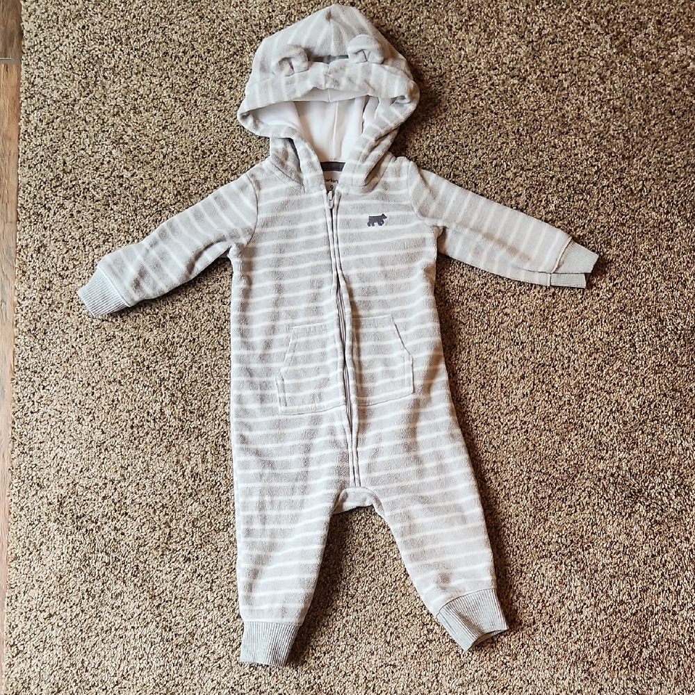 Carter's | Gray Striped Kids One Piece W/ Bear Ears